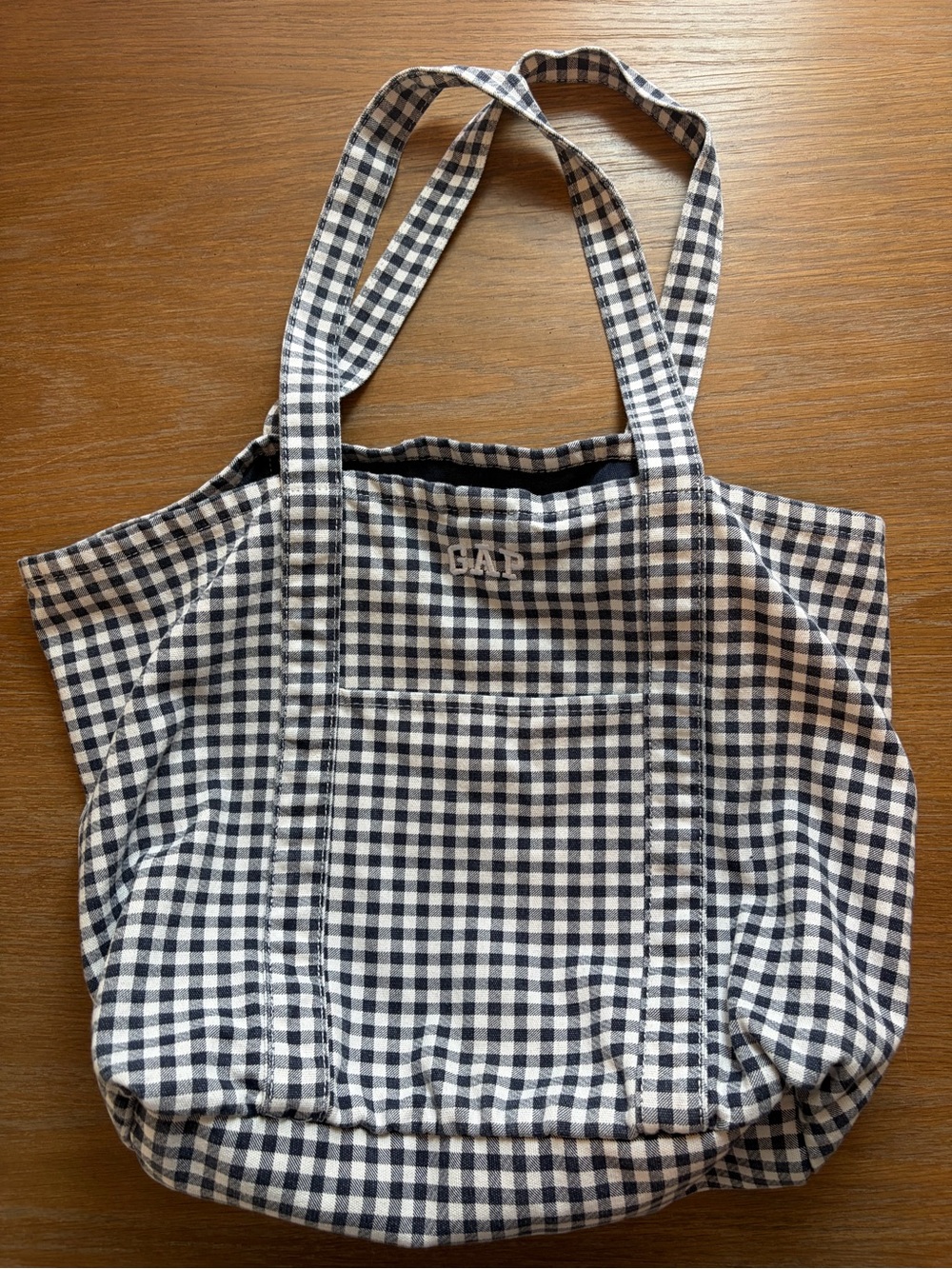 GAP Navy and White Gingham Tote